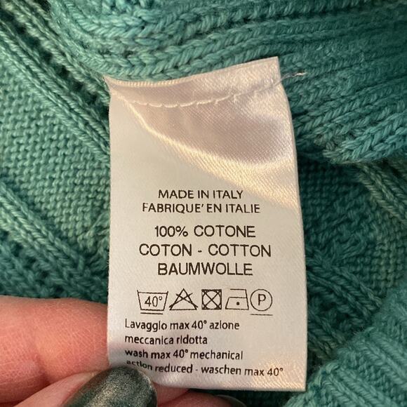 W Wear Made in Italy Jade Cotton Cable Knit Boat Neck Sweater Size Small - Picture 4 of 7